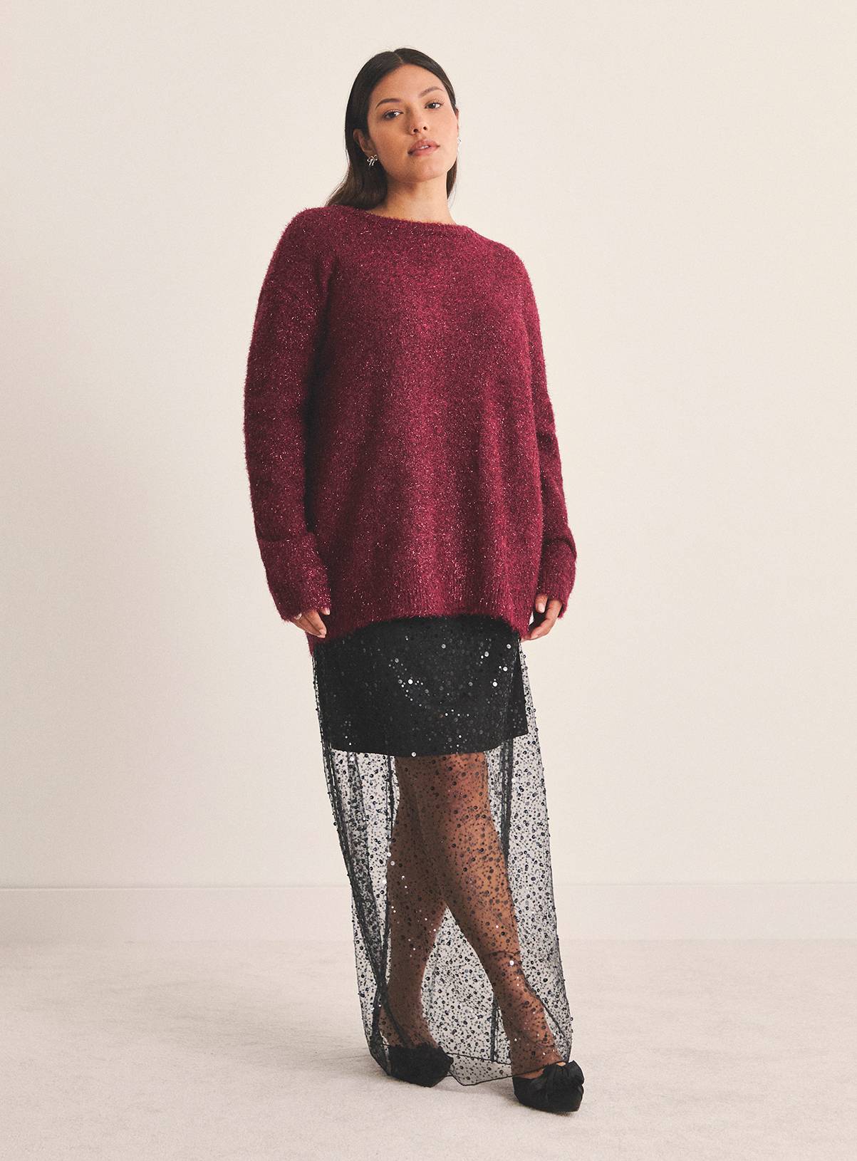 SIMPLY BE Tinsel Knit Bow Back Jumper 12-14 - Image 3